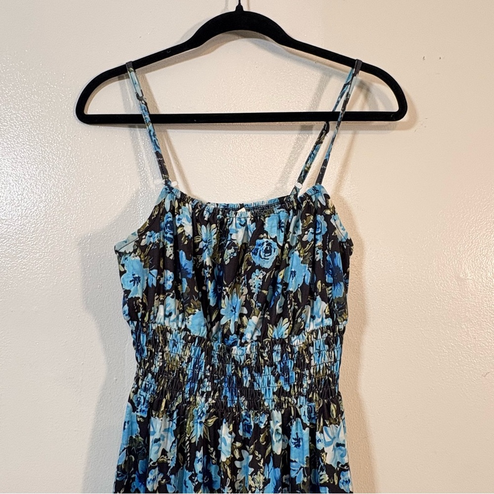 Grace Karin Womens Blue Floral Maxi Dress Small Smocked NWT - Picture 2 of 13